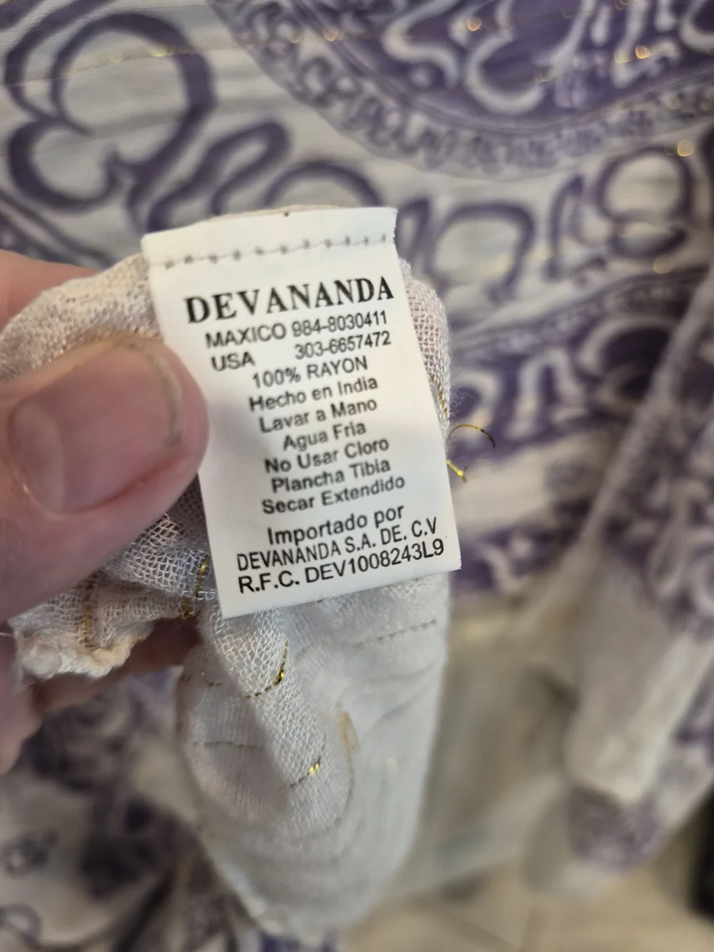 5/25 Boho Purple & White Printed Scarf